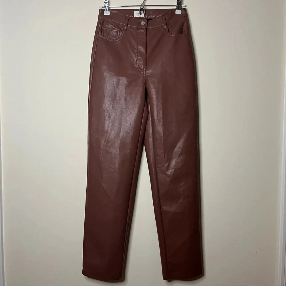 ARITZIA WILFRED Melina Faux Leather Cognac Pants - Picture 5 of 16